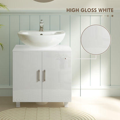 Freestanding Bathroom High Gloss Under Sink Cabinet, White