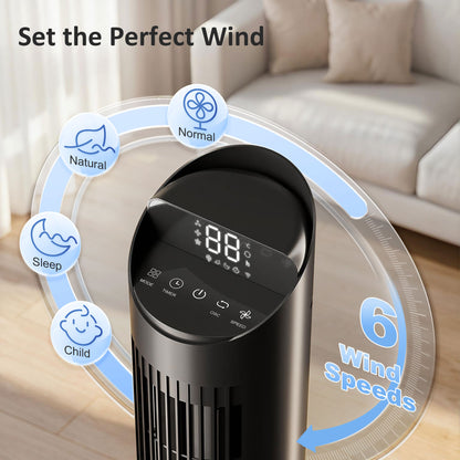 Tower Fan WiFi App Control 101.8 cm Black