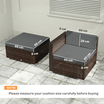 7-Piece Patio Furniture Cushions Water-Repellent 60x60cm, Dark Grey