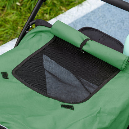 Foldable Pet Stroller with Cushion, for M, L Dogs - Green