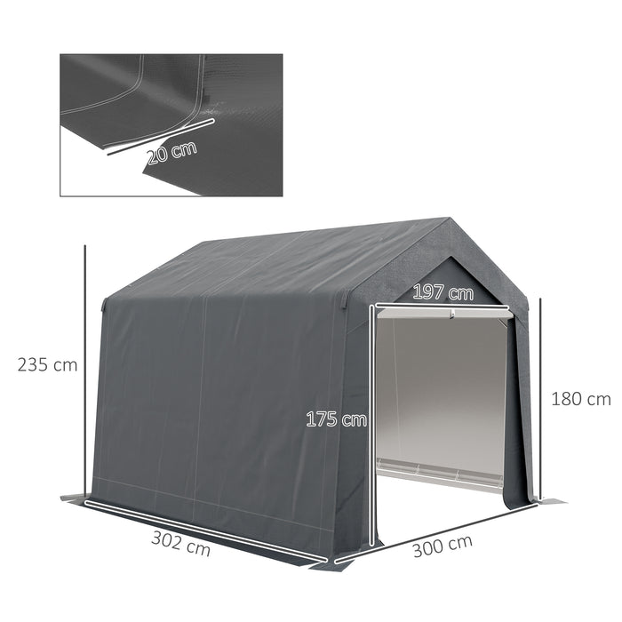 3 x 3(m) Waterproof Portable Shed, Garden Storage Tent with Ventilation Window, for Bike, Motorbike, Garden Tools