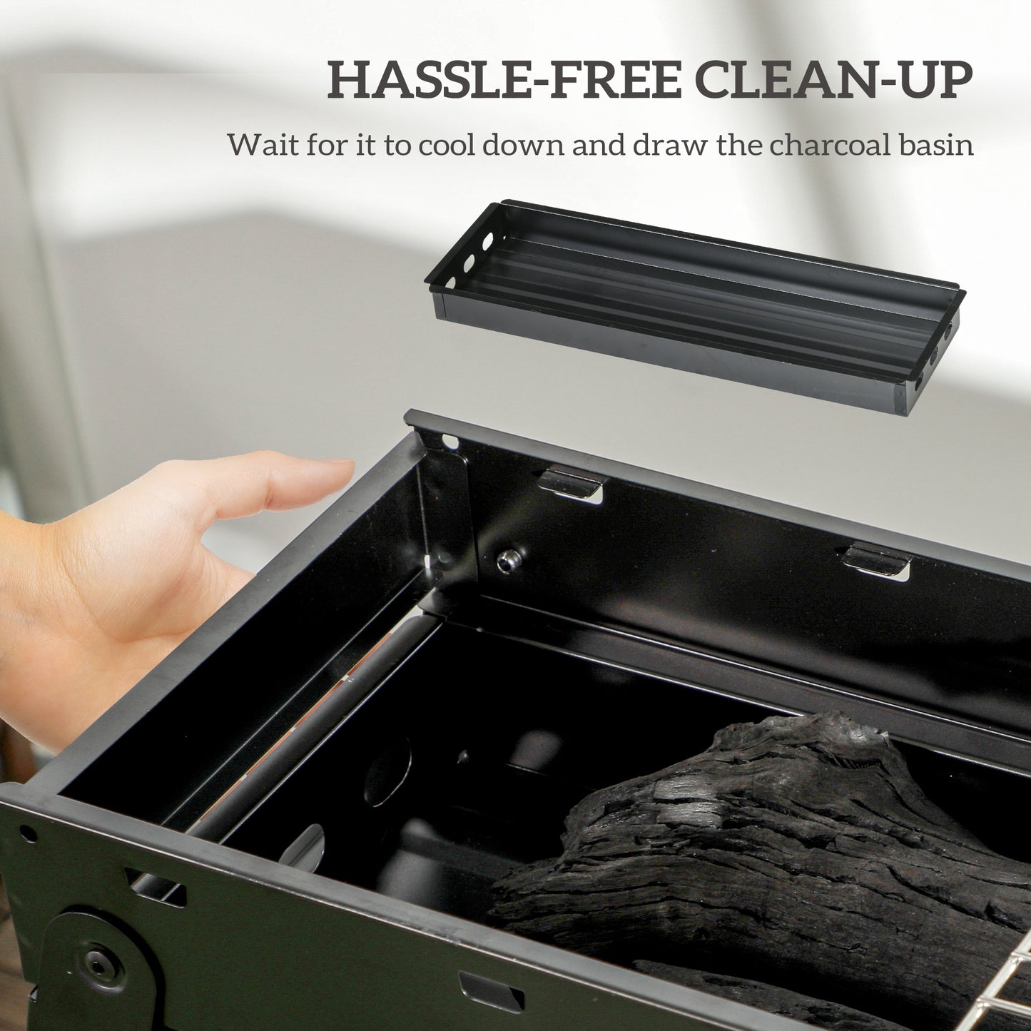 Portable Charcoal Grill with Pull-Out Charcoal Basin