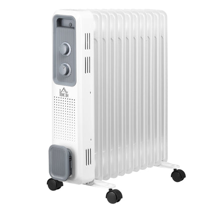 Oil Filled Radiator Portable Heater W/ 11 Fin, 3 Heat Settings, White
