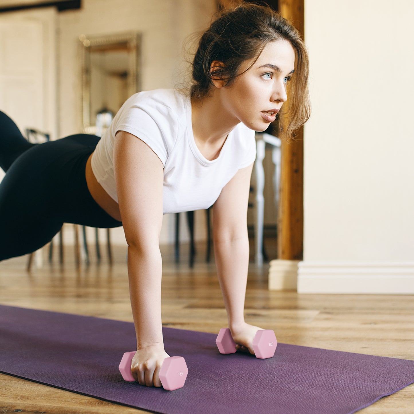 9kg Hex Dumbbells Set with Carry Case, 2 x 1kg, 2 x 1.5kg, 2 x 2kg
