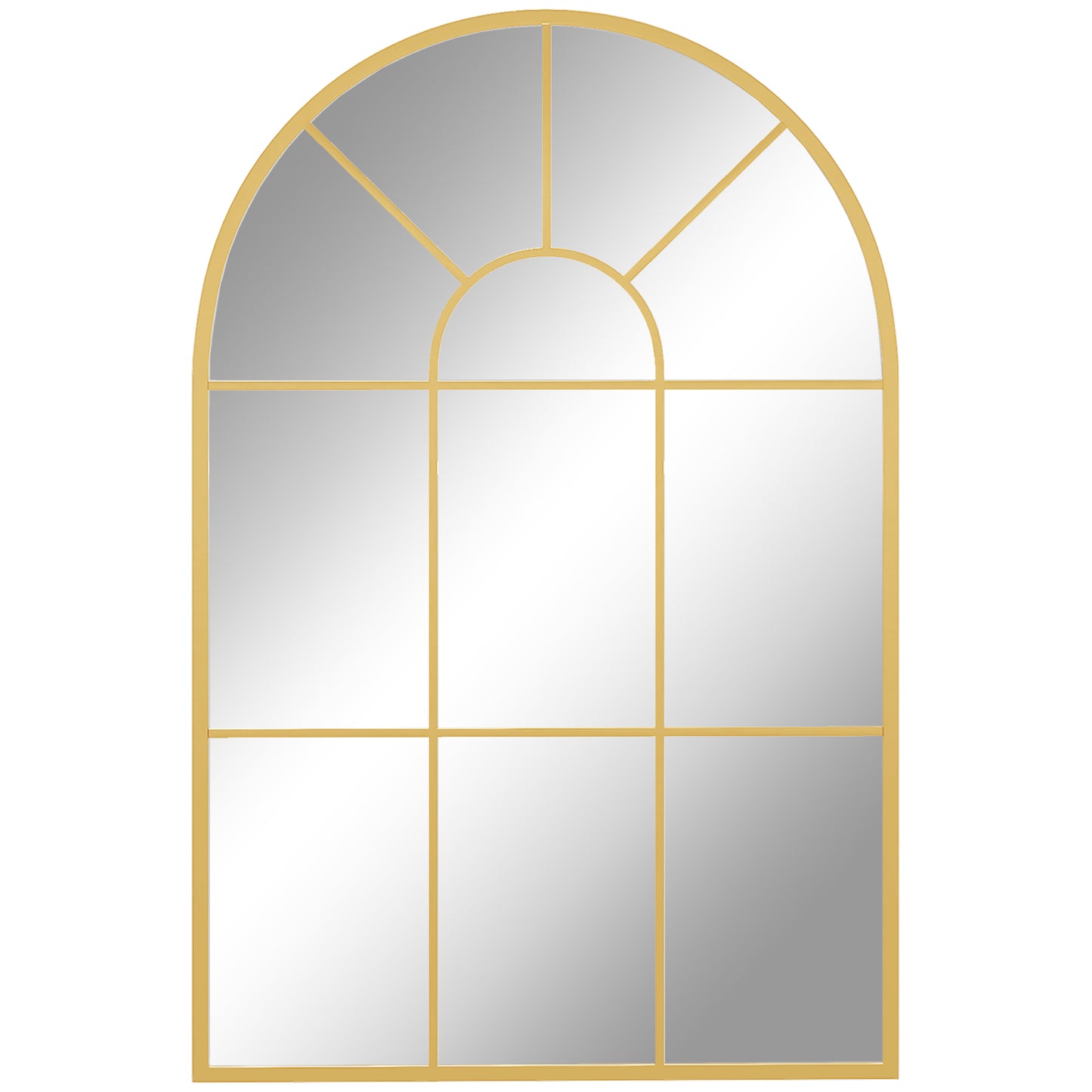 Modern Arched Window Wall Mirror for Bedroom, 91x60cm, Gold Tone