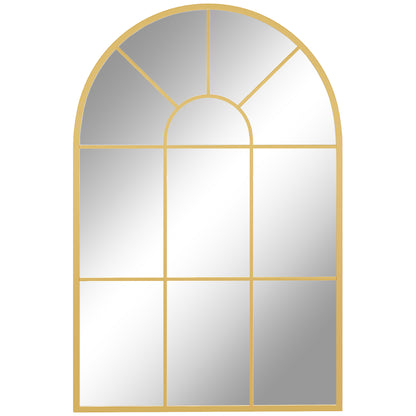 Modern Arched Window Wall Mirror for Bedroom, 91x60cm, Gold Tone