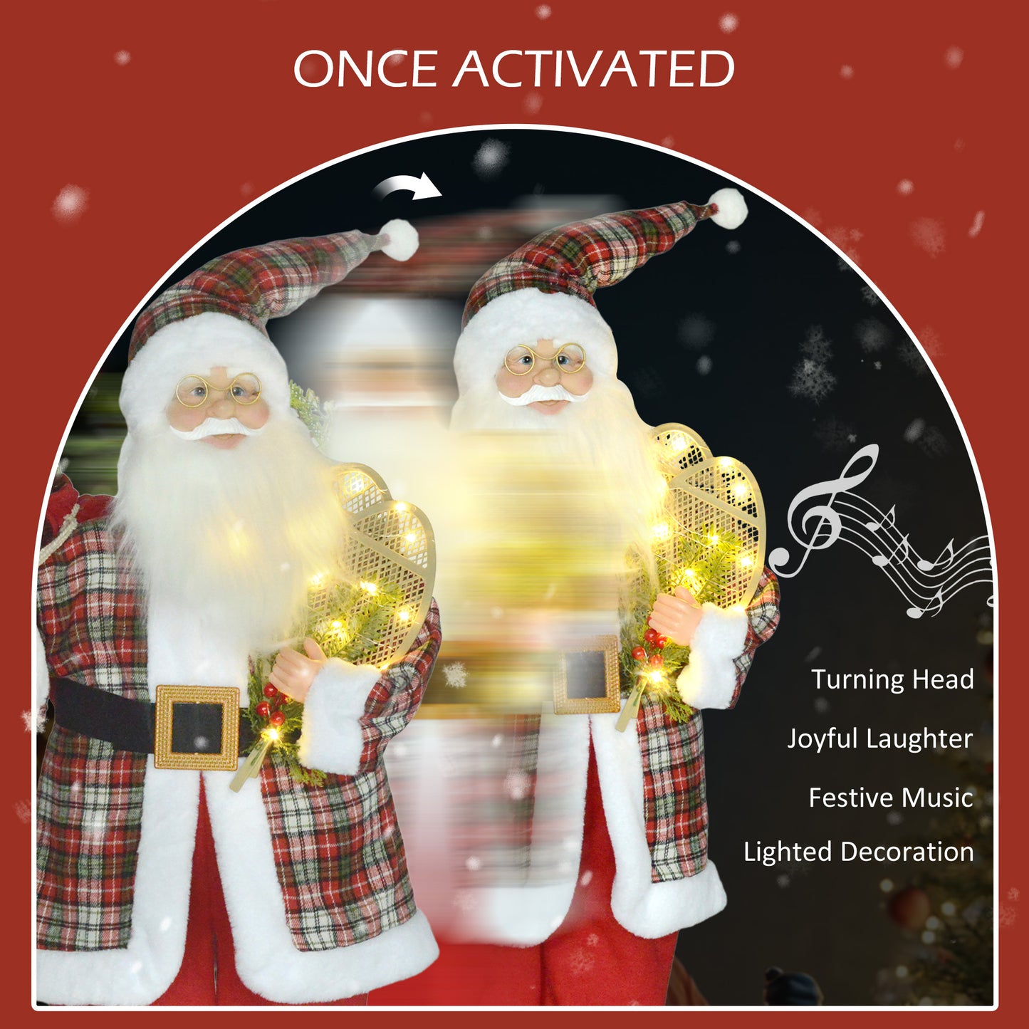 133cm Animated Santa Claus w/ Sound Activated Festive Music for Party