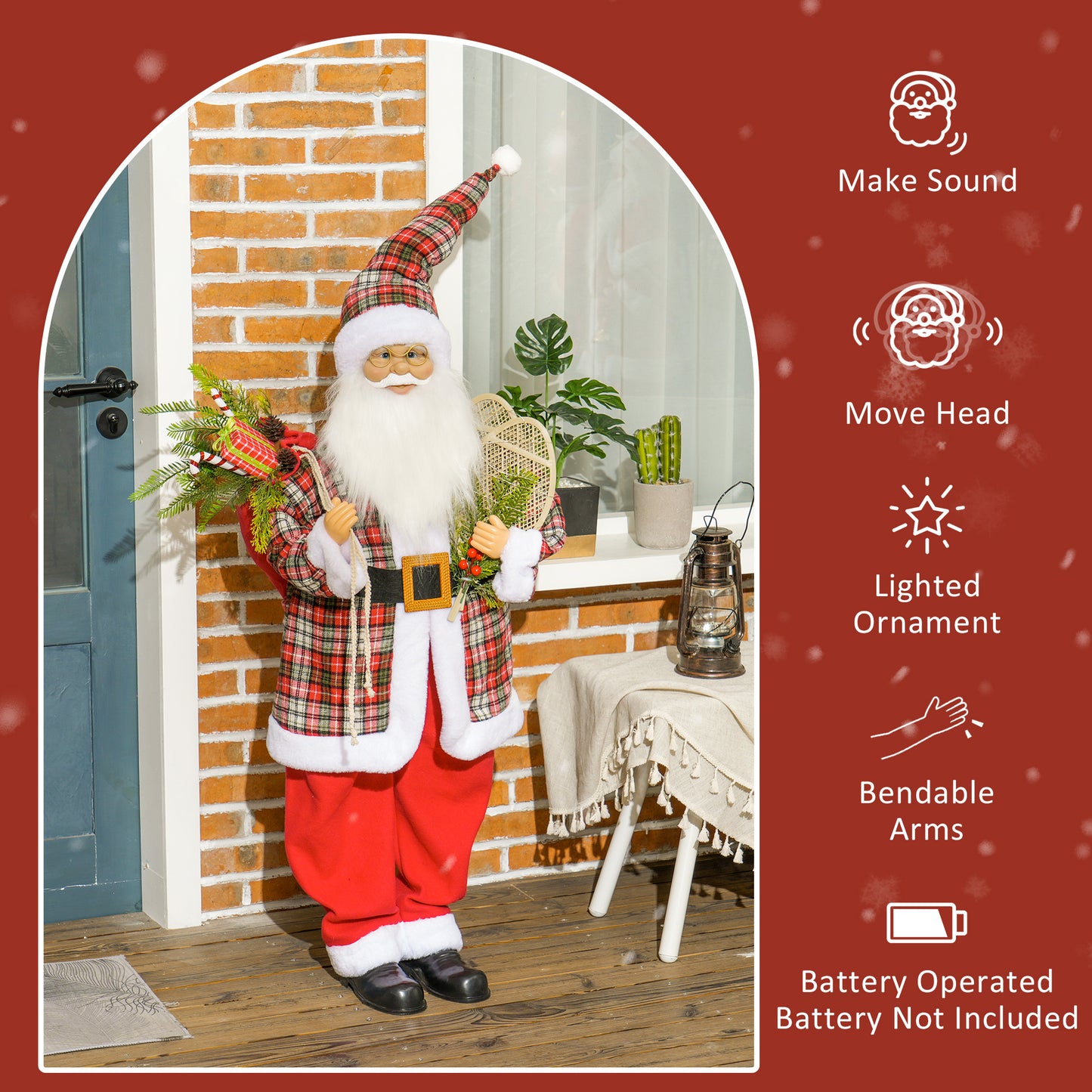 133cm Animated Santa Claus w/ Sound Activated Festive Music for Party
