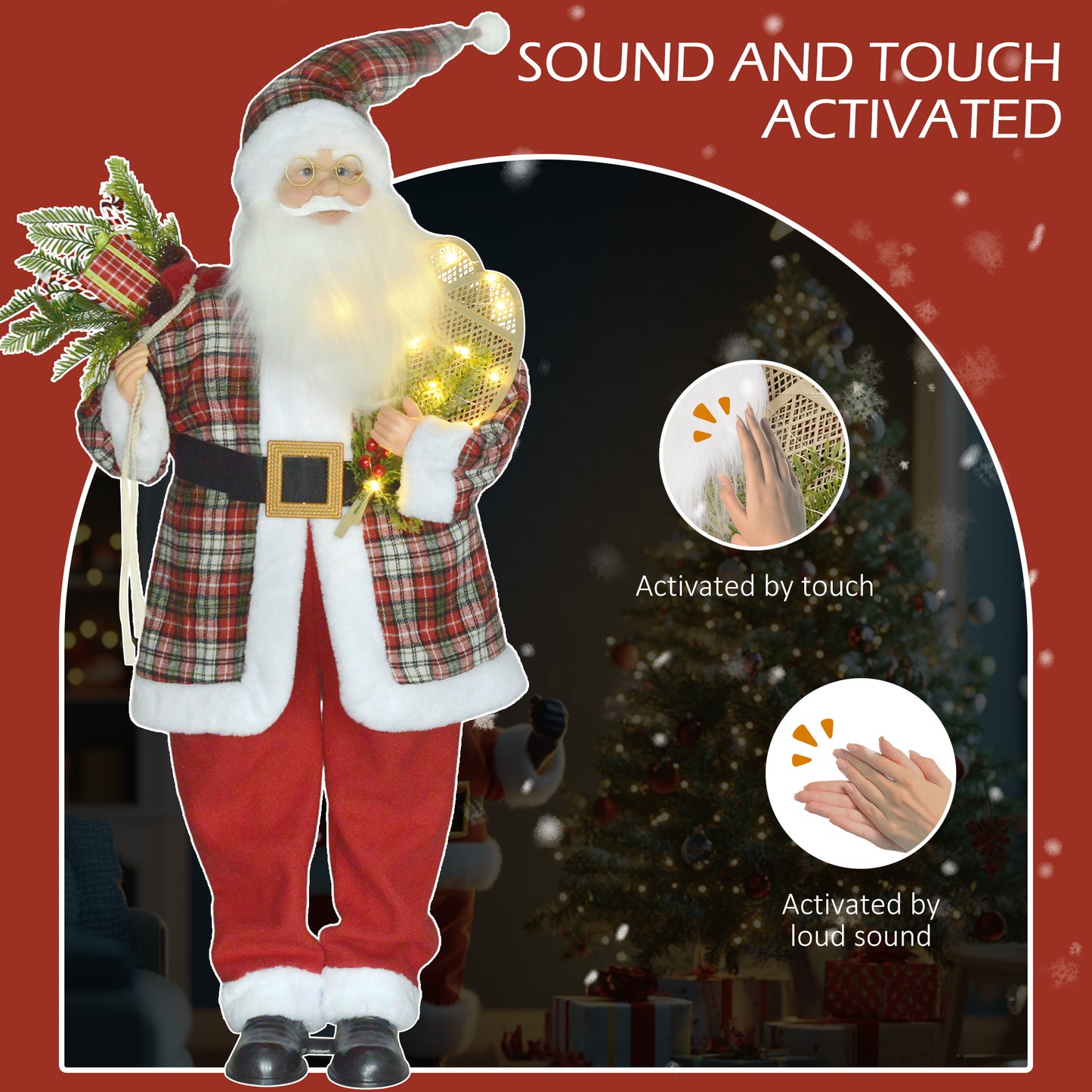 133cm Animated Santa Claus w/ Sound Activated Festive Music for Party