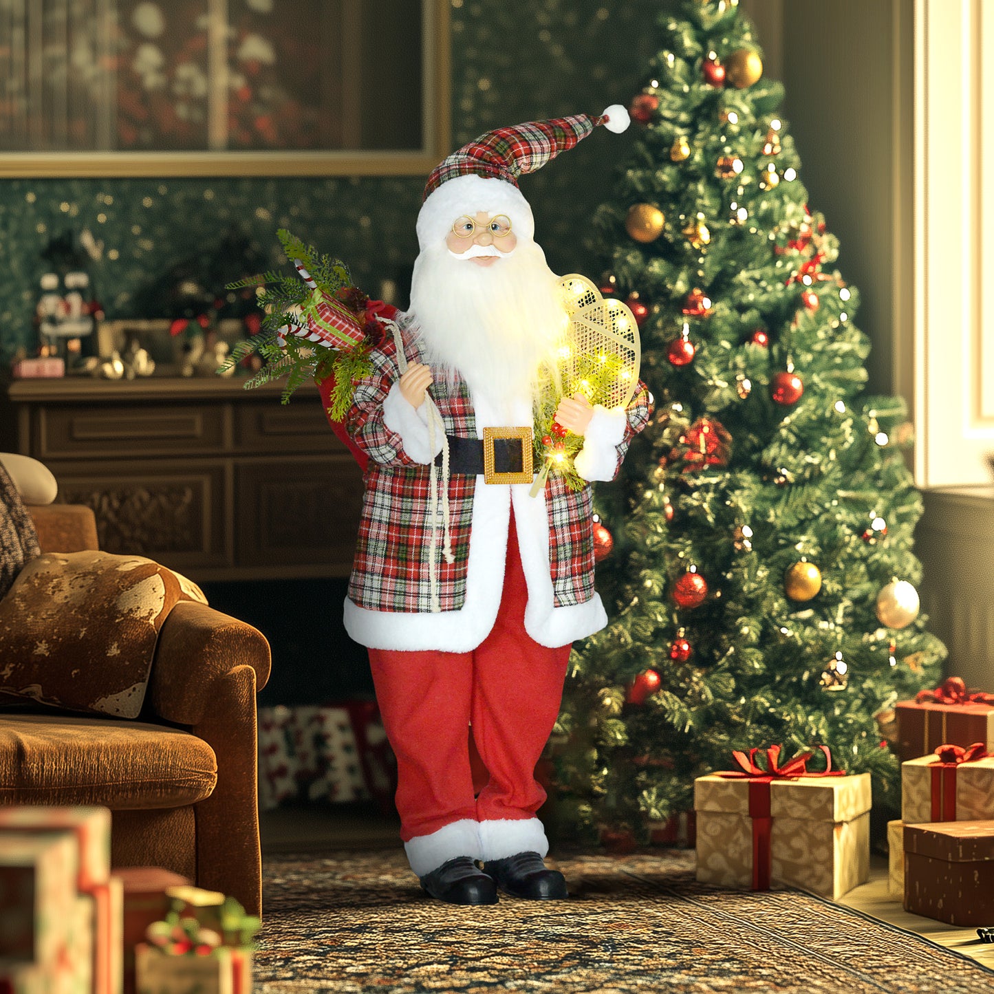 120cm Animated Santa Claus w/ Sound Activated Festive Music for Party