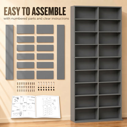 640 CD Storage Unit 360 DVD Storage Tower w/ 18 Compartments Grey