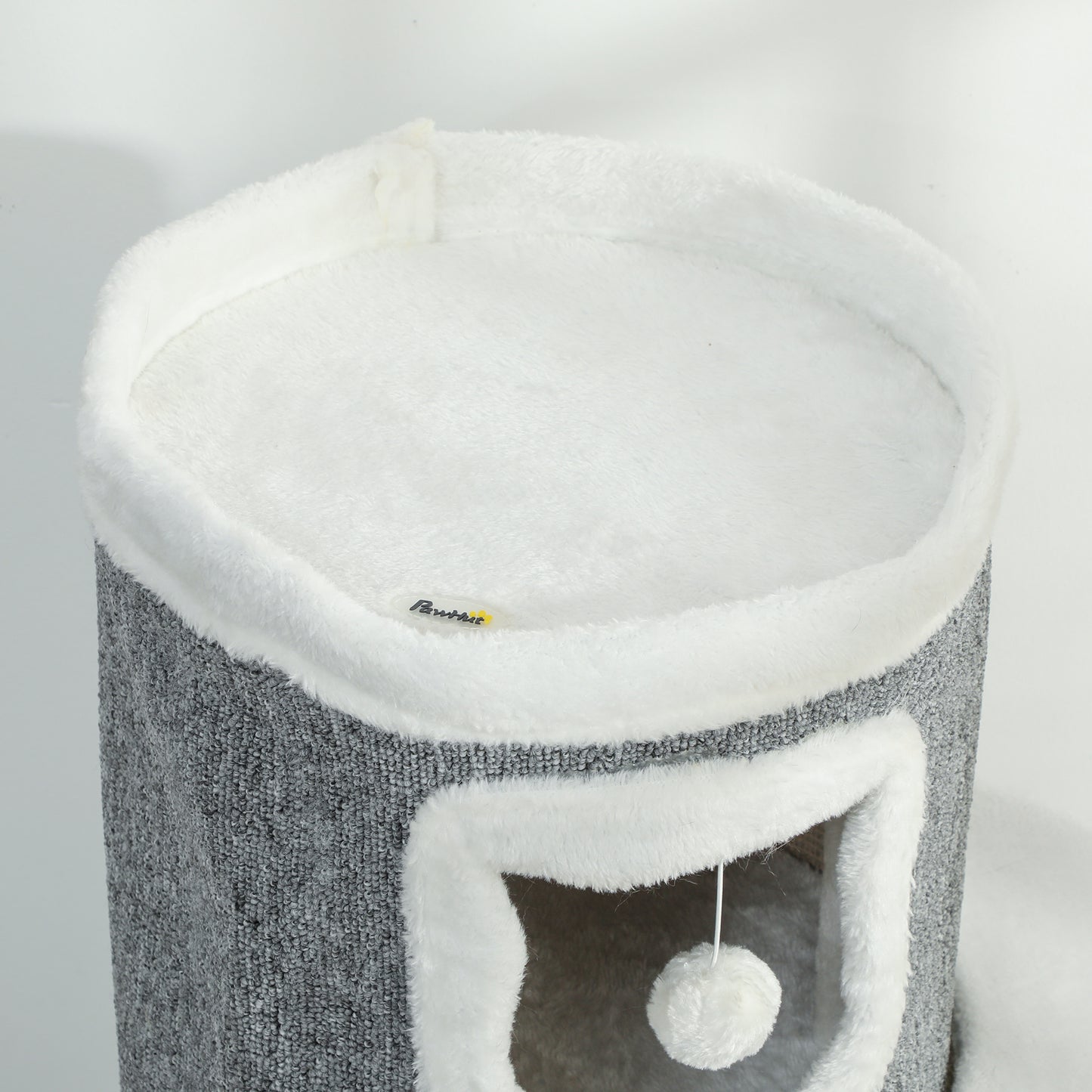 101 cm Cat Tree, 3-Tier Cat Barrel Cave Kitten Bed for Indoor, Kitty Tower House with 3 Condos, Sisal Scratching Posts, Jumping Platform, Grey