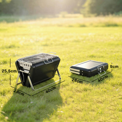 Charcoal BBQ Grill Portable with Tilting Grate Black
