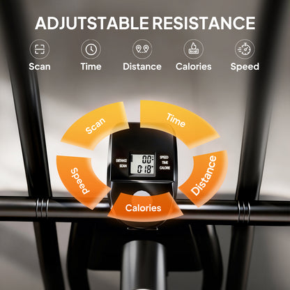 Exercise Bike with Adjustable Seat, LCD Display, Smooth Belt Drive