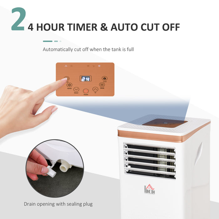 9000 BTU 4-In-1 Compact Portable Mobile Air Conditioner Unit Cooling Dehumidifying Ventilating w/ Fan Remote LED 24 Hr Timer Auto Shut-Down