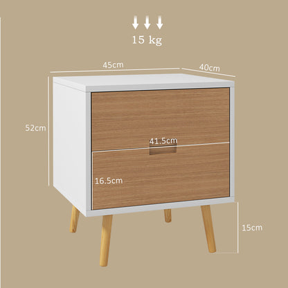 Bedside Table with 2 Drawers for Bedroom, Living Room