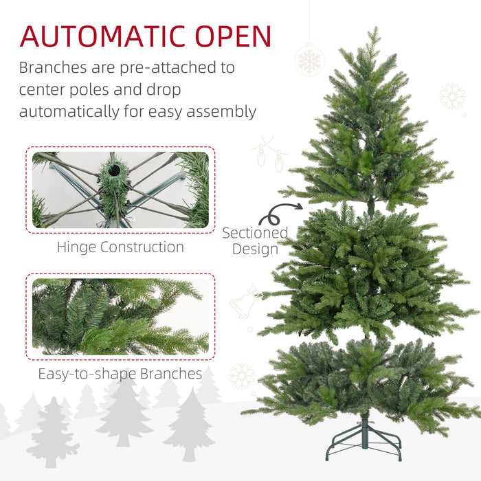 7 Ft Artificial Christmas Tree with Metal Base, Hinged Branches