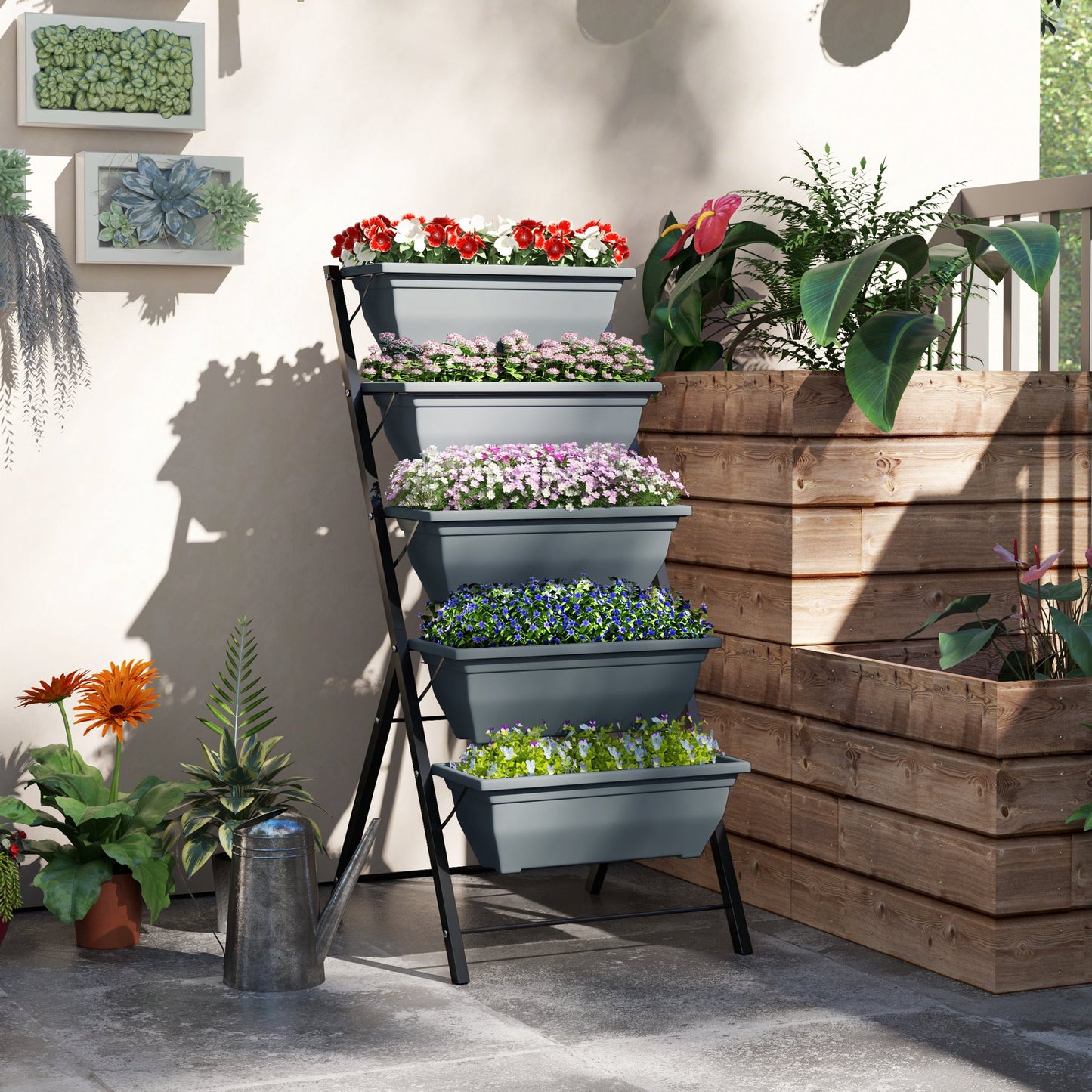 5-Tier Raised Garden Bed, Ladder Planter with 5 Removable Boxes