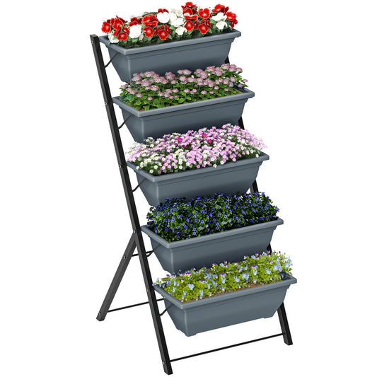 5-Tier Raised Garden Bed, Ladder Planter with 5 Removable Boxes