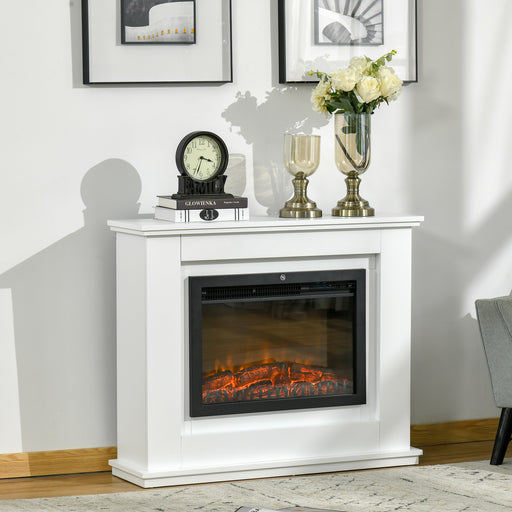 Electric Fireplace Suite with Remote Control, 1kW/2kW Freestanding Fireplace Heater with Flame Effect, Overheat Protection