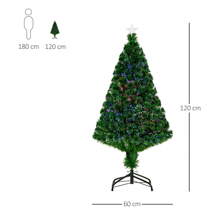 Prelit Christmas Tree Artificial Tree, Metal Base, Pre-Lit, 1.2m