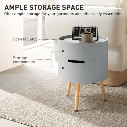 Side Coffee Table End Desk Night Stand w/ Detachable Tray, Grey