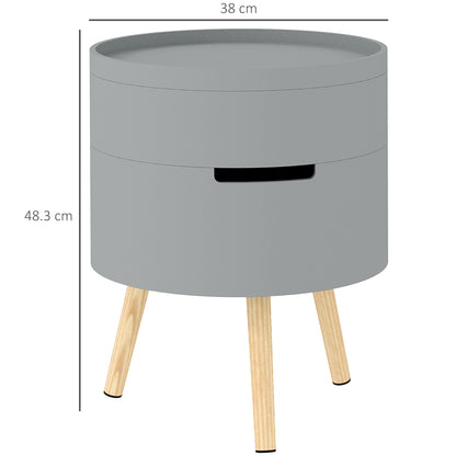 Side Coffee Table End Desk Night Stand w/ Detachable Tray, Grey