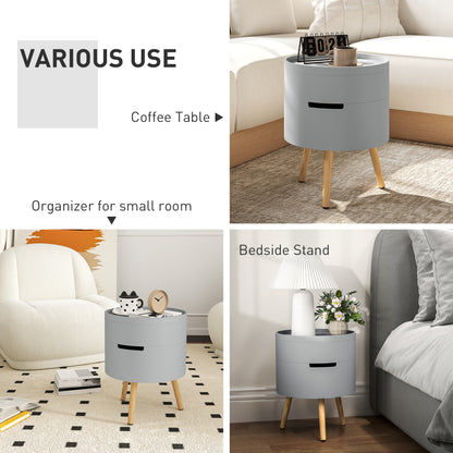 Side Coffee Table End Desk Night Stand w/ Detachable Tray, Grey