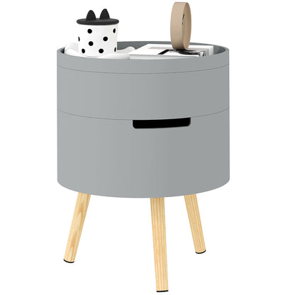 Side Coffee Table End Desk Night Stand w/ Detachable Tray, Grey