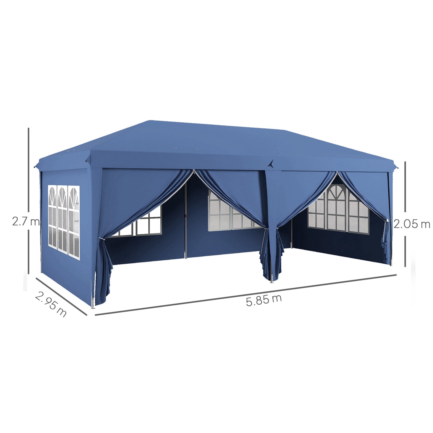 3x6m Pop Up Gazebo Party Tent Canopy Marquee with Storage Bag Blue