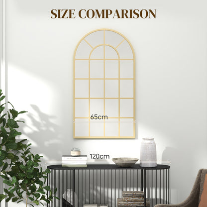 Modern Arch Window Wall Mirror for Living Room Bedroom, Gold Tone