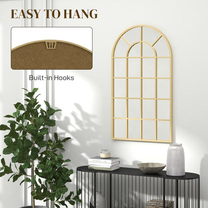 Modern Arch Window Wall Mirror for Living Room Bedroom, Gold Tone