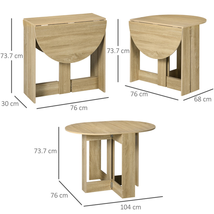 Folding Dining Table Foldable Drop Leaf Dinner Table for Kitchen Oak