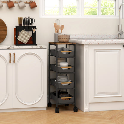 Kitchen Storage Trolley Mobile Utility Cart for Kitchen Office Black