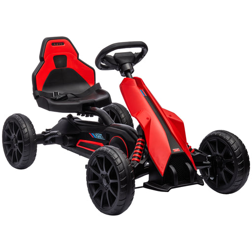 Children Pedal Go Kart, Kids Ride on Racer w/ Adjustable Seat, Shock Absorption EVA Tyres, Handbrake, for Kids Aged 3-8, Red