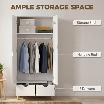 Storage Organisation Furniture with Rail and 2 Drawers, White