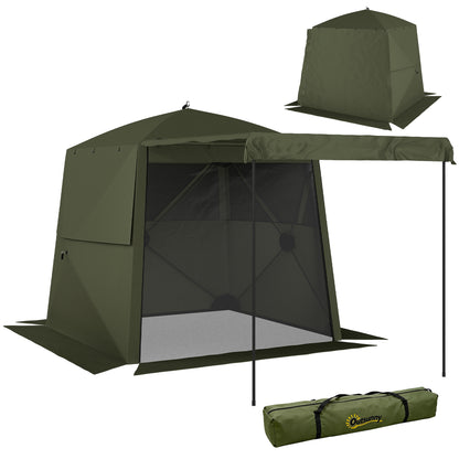Pop Up Gazebo Waterproof with Awning 2 x 2 m Army Green