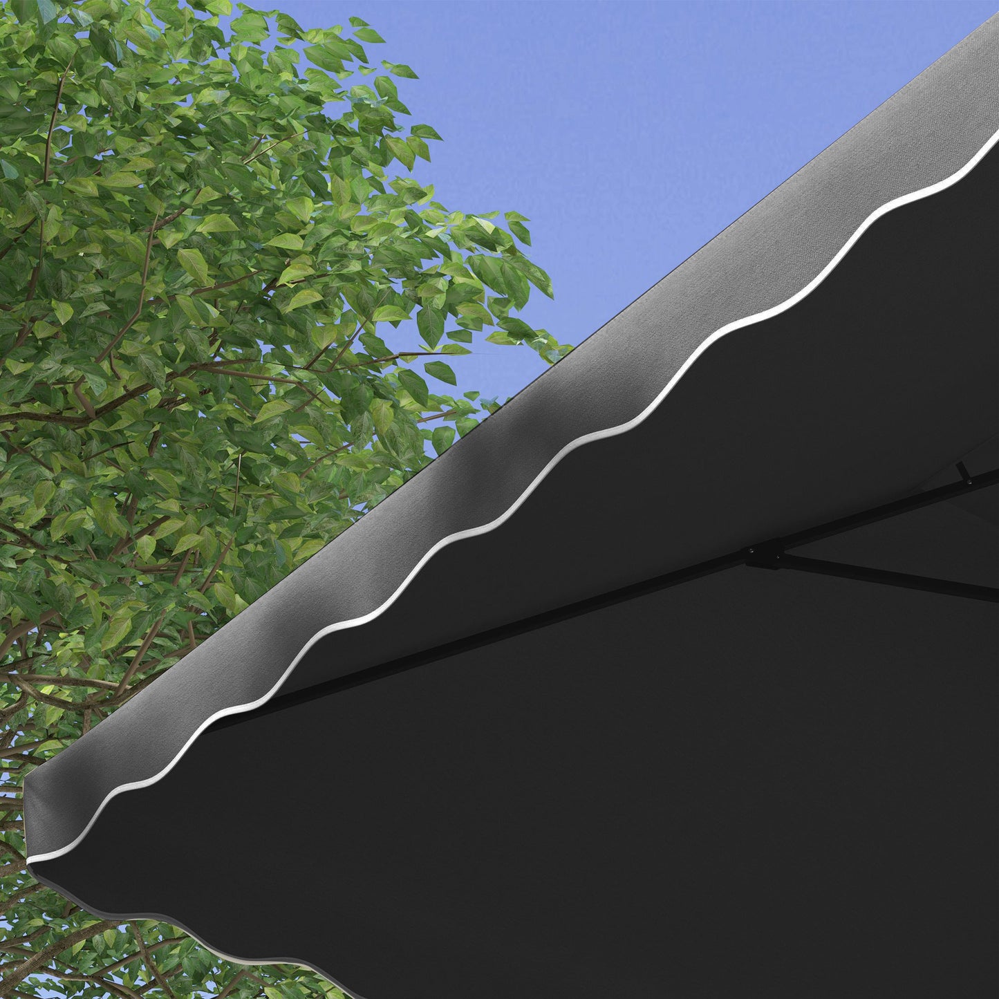 2.5m Square Double Top Garden Parasol Cantilever Umbrella with Ruffles, Grey