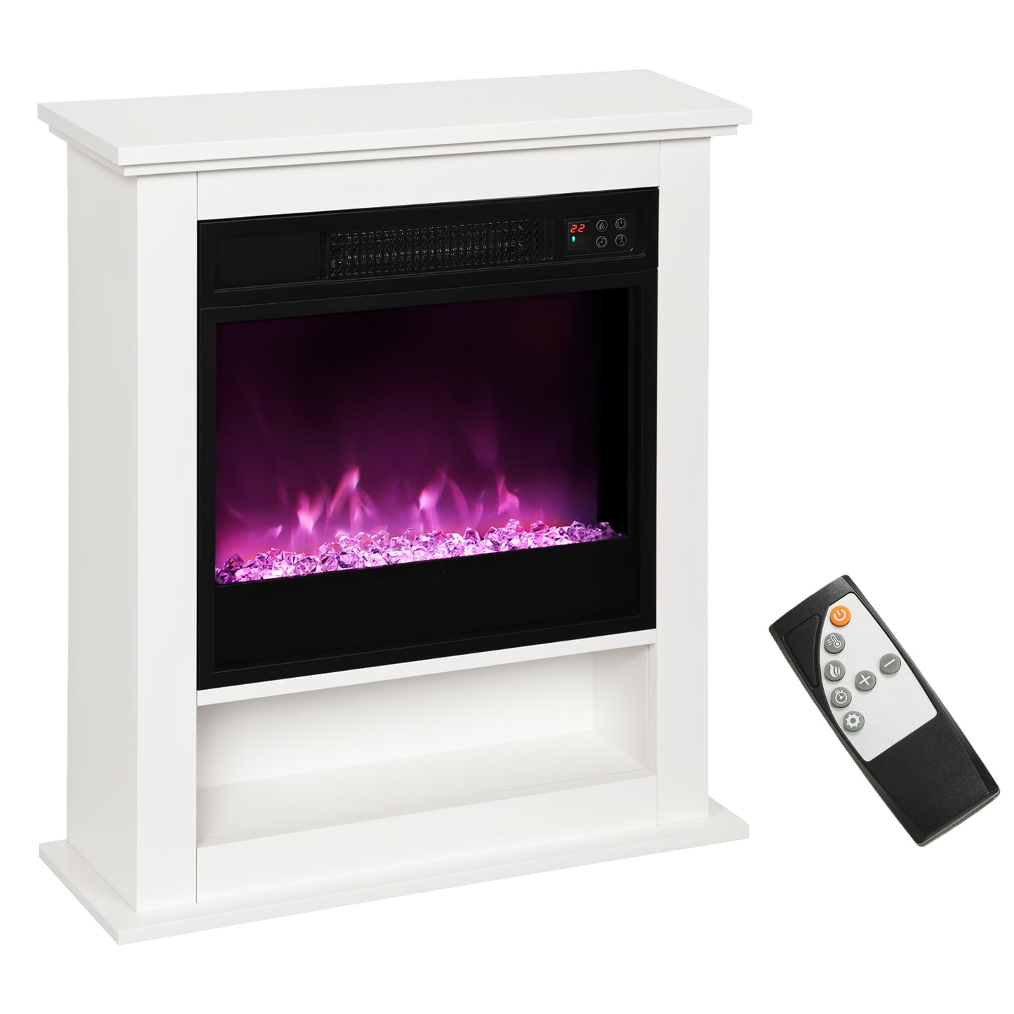 1800W White Electric Fire with Remote & Timer for Living Room