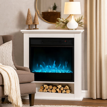 1800W White Electric Fire with Remote & Timer for Living Room
