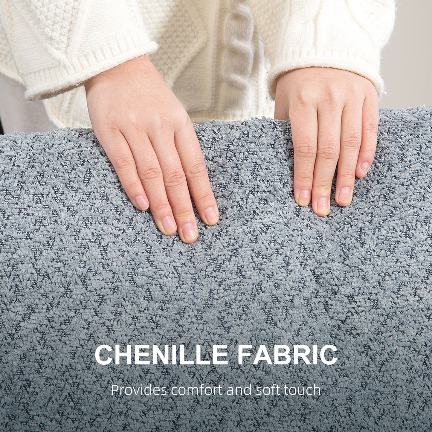 138 cm Chenille Fabric Loveseat Sofa with S-springs, Light Grey