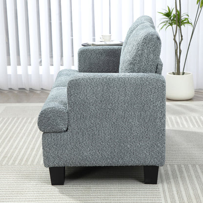 138 cm Chenille Fabric Loveseat Sofa with S-springs, Light Grey