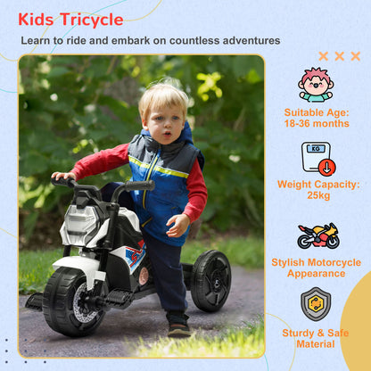 3 in 1 Baby Trike with Headlights, Music, Horn - White