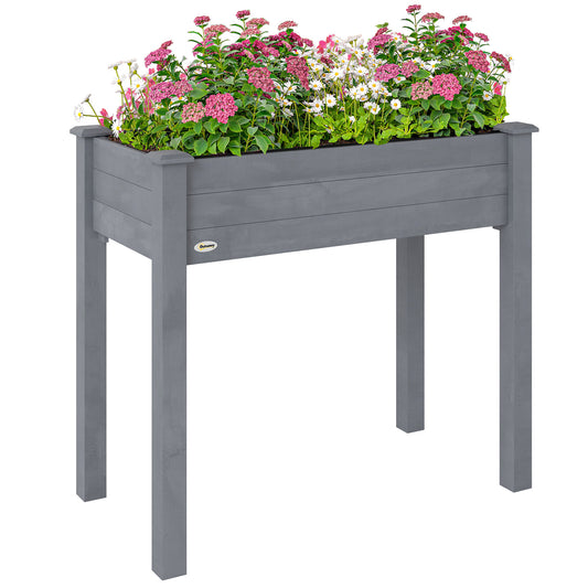 Garden Wooden Planter Flower Raised Bed, Dark Grey