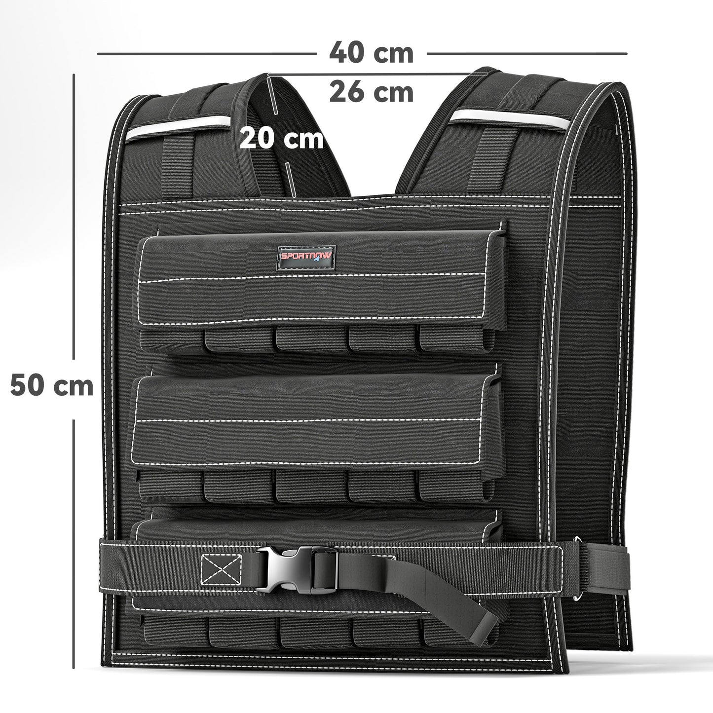 30KG Adjustable Weighted Vest for Men and Women, Weight Vest with 15 Metal Weights, Adjustable Straps and Reflective Strips, Running Cardio Exercise Strength Training