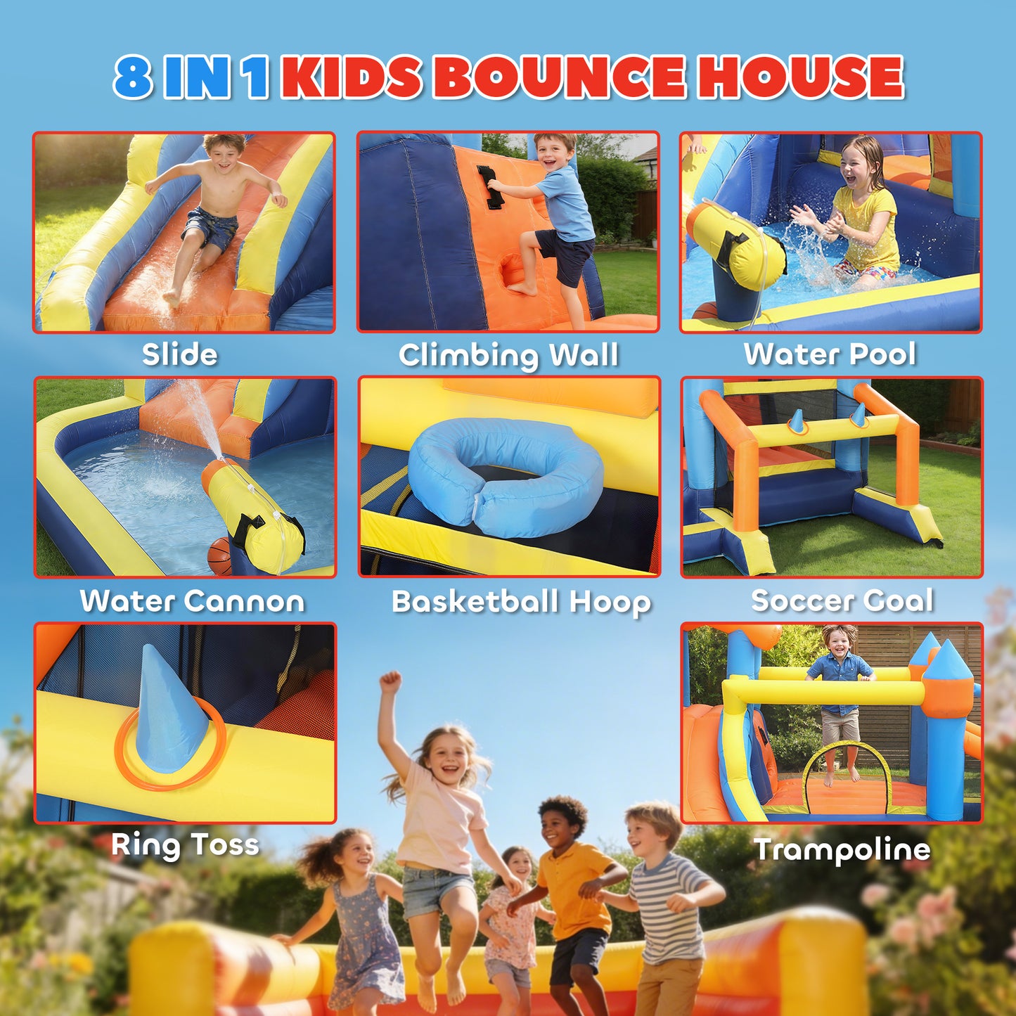 Inflatable Bounce House with Slide Pool/Ball Pit for Outdoor