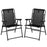 2 Pcs Patio Folding Chair Set, Outdoor Portable Loungers for Camping Pool Beach Deck, Lawn w/ Armrest Steel Frame Black