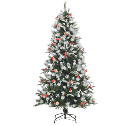 6FT Artificial Snow Dipped Christmas Tree Xmas Holiday Pencil Tree Green