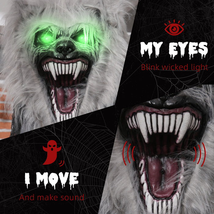 Halloween Skeleton Werewolf Animatronic Prop with Light Up Eyes