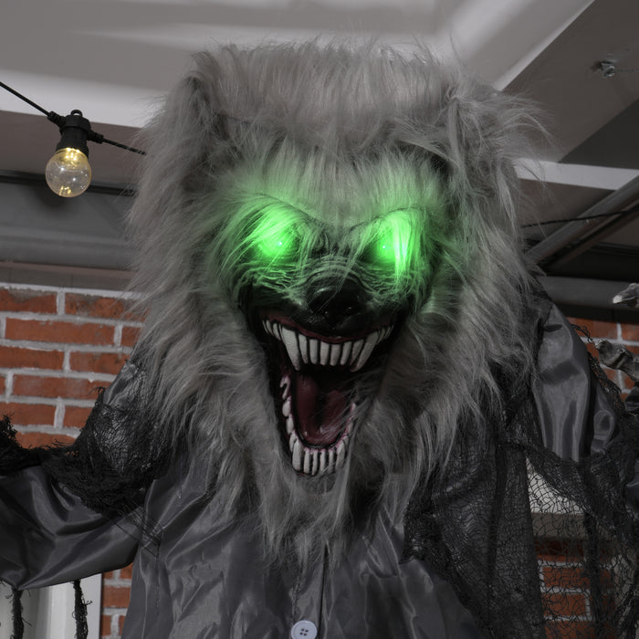 Halloween Skeleton Werewolf Animatronic Prop with Light Up Eyes